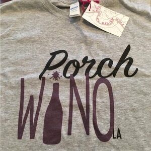 Gildan Purple and Gray Porch Wino Tee Accents